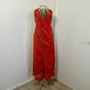 90s botanical print Tessuto slip dress